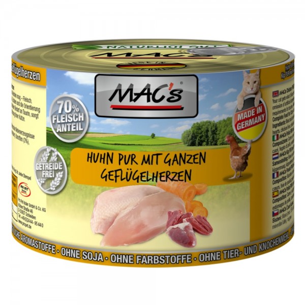 MAC’s Cat Huhn PUR mit ganzen Geflügelherzen 200 g Dose