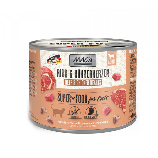 MAC’s Cat Rind & Hühnerherzen getreidefrei 200 g Dose