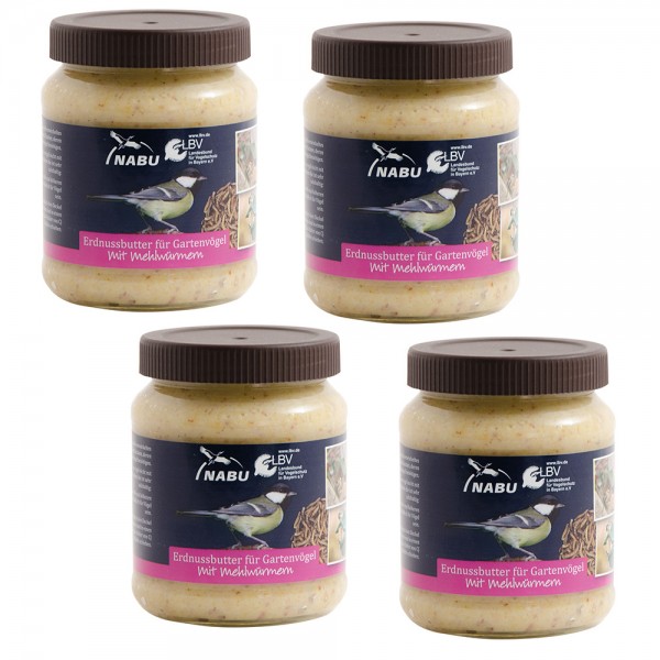 Erdnussbutter für Vögel mit Mehlwürmern 101910415 4 Gläser im SPARKARTON je 330 g