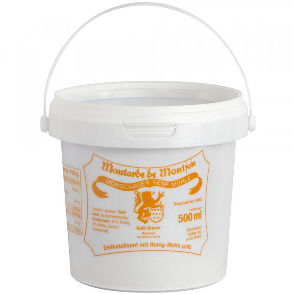 Original Monschauer Senf Honig-Mohn 500 ml Nachfülleimer