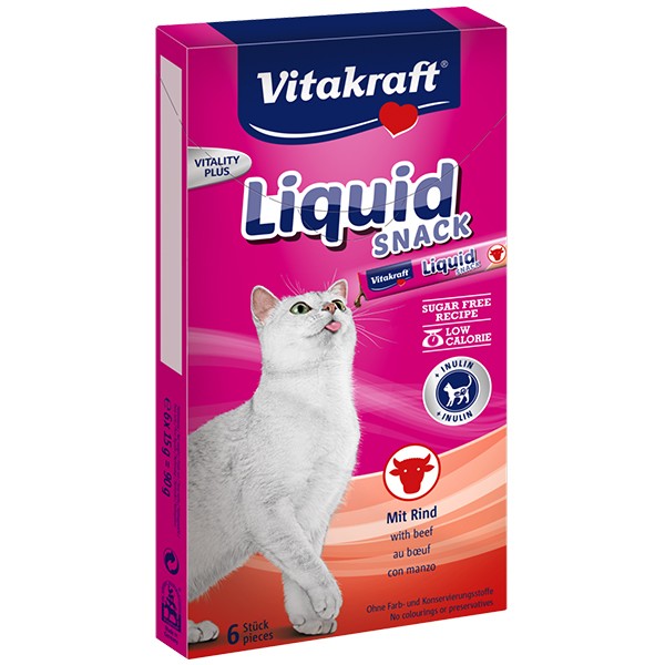 Vitakraft Cat Liquid-Snack mit Rind + Inulin 6 x 15 g
