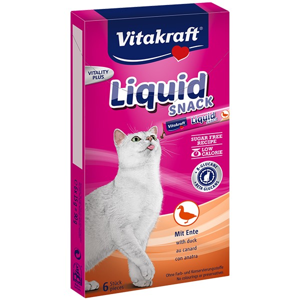 Vitakraft Cat Liquid-Snack mit Ente + Beta-Glucane 6 x 15 g