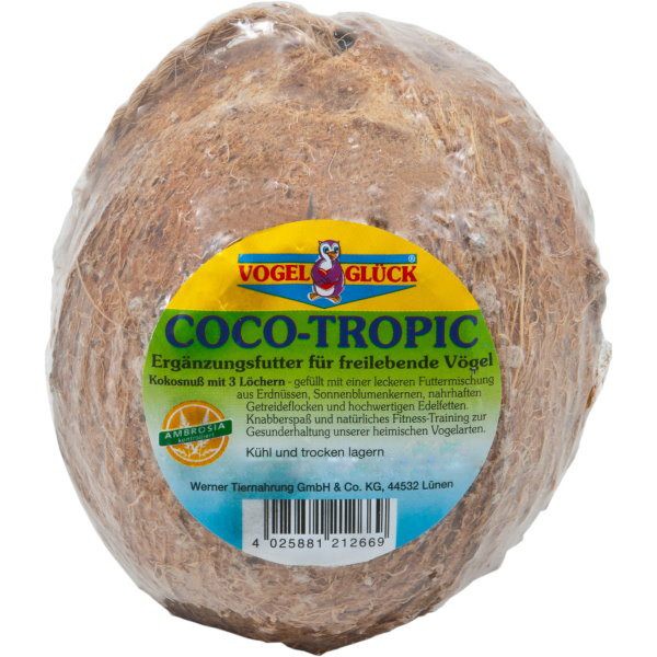 Vogel Glück Coco-Tropic Kokosnuß mit 3 Löchern zum Aufhängen