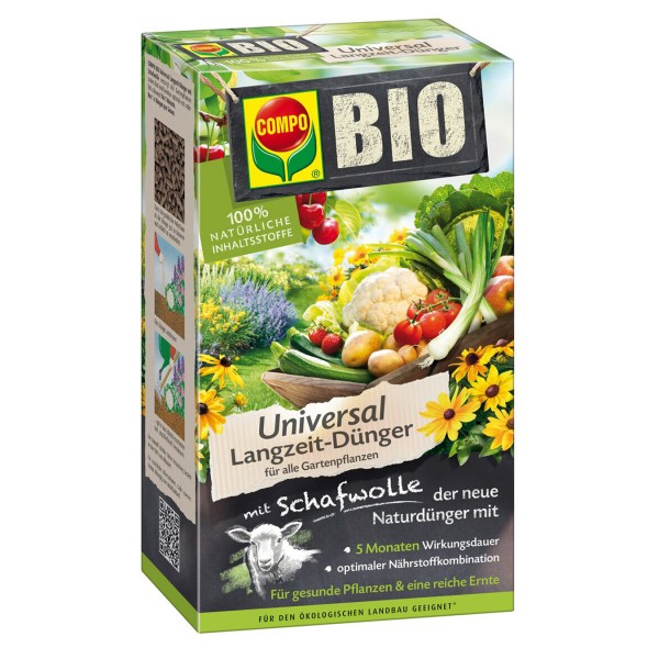 COMPO BIO Universal Langzeit-Dünger mit Schafwolle 2 kg Schachtel