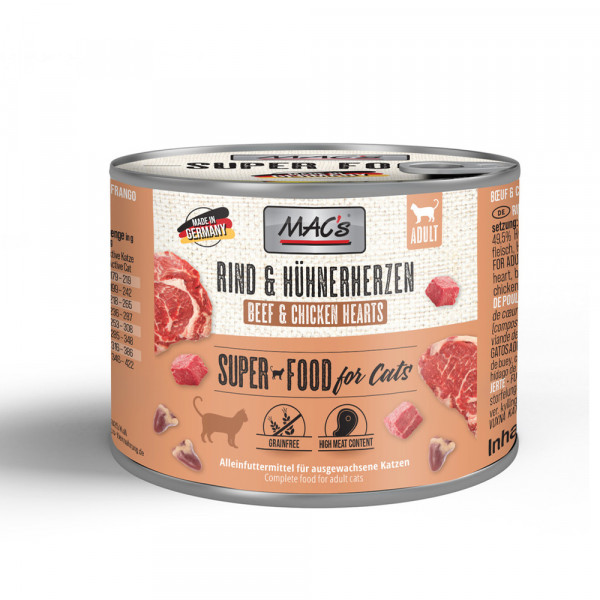 MAC’s Cat Rind & Hühnerherzen getreidefrei 200 g Dose