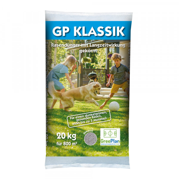 Greenplan Rasen Dünger GP Klassik 20 kg 20+5+8(+4) + Eisen für 800 m²