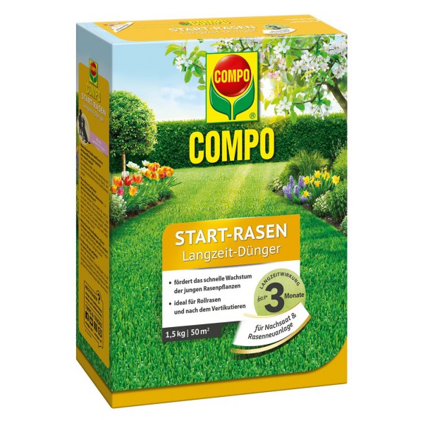 COMPO Start-Rasen Langzeit-Dünger 1,5 kg / 50 m² Schachtel
