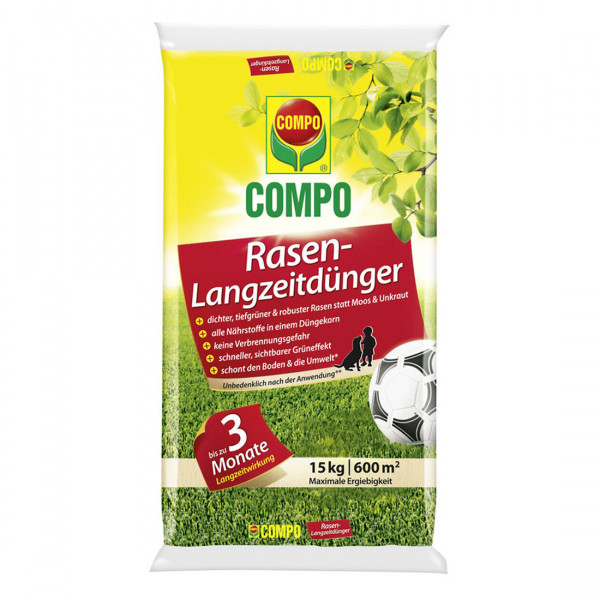 COMPO Rasen Langzeitdünger 15 kg für ca. 600 m²