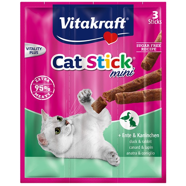 Vitakraft Cat Stick ® mini + Ente & Kaninchen 3 Stück 18 g