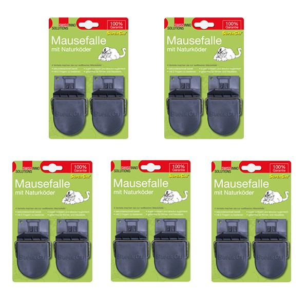 SuperCat 5 x 2 Mausefallen mit ungiftigem Dauerköder