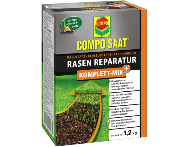 COMPO SAAT Rasen Reparatur Komplett-Mix+ NEU 1,2 kg / 6 m²