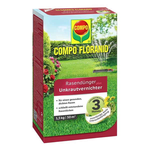 COMPO FLORANID® Rasendünger plus UV 1,5 kg / 50 m² Schachtel