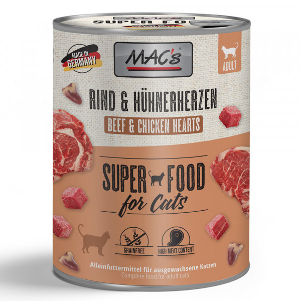 MAC’s Cat Rind & Hühnerherzen getreidefrei 800 g Dose