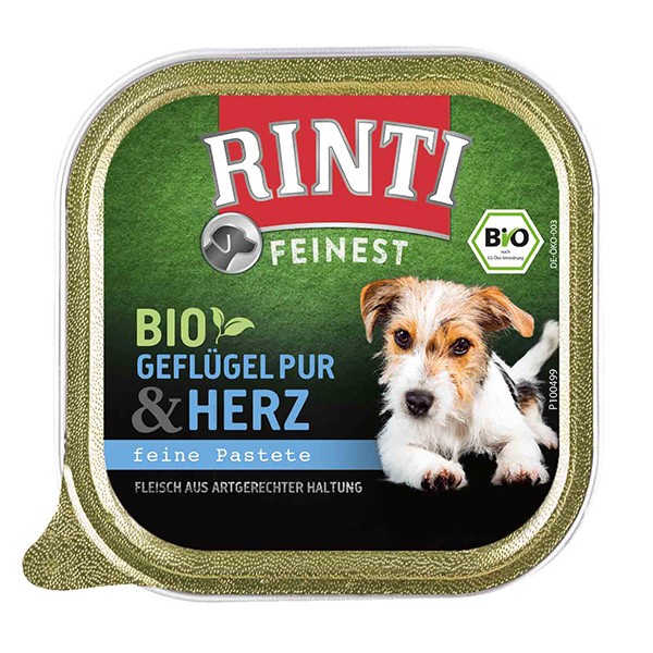 Rinti Feinest Bio (DE-ÖKO-003) Geflügel pur mit Herz 150 g Schale