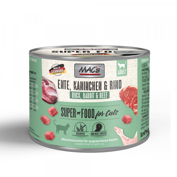 MAC's Cat Ente, Kaninchen & Rind 200 g Dose