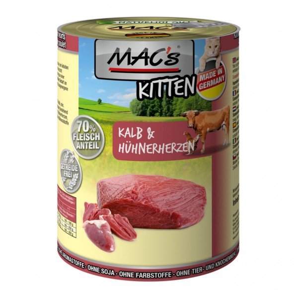 MAC’s Cat Kitten Kalb & Hühnerherzen 400 g Dose