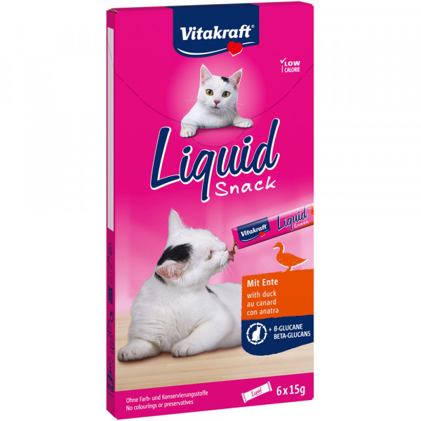 Vitakraft Cat Liquid-Snack mit Ente und Beta-Glucane 6 x 15 g