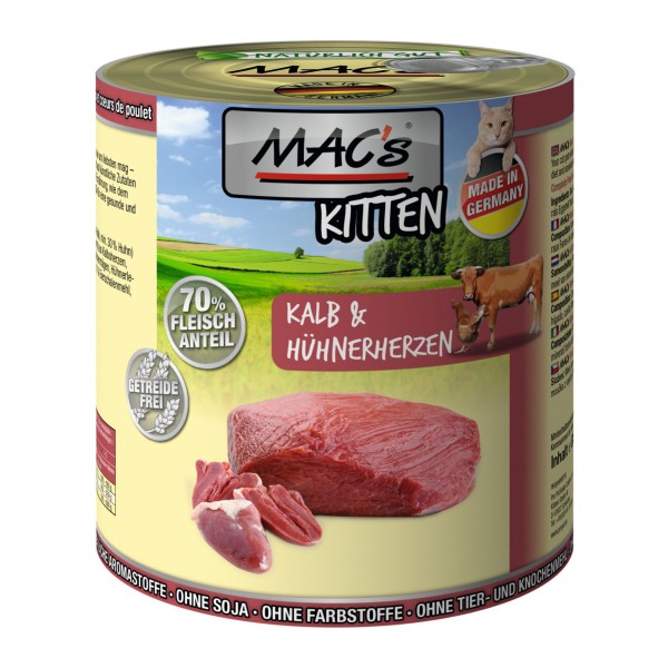 MAC’s Cat Kitten Kalb & Hühnerherzen 800 g Dose