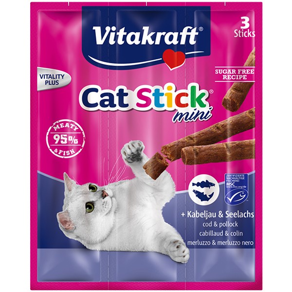Vitakraft Cat Stick ® mini + Kabeljau & Seelachs 3 Stück 18 g