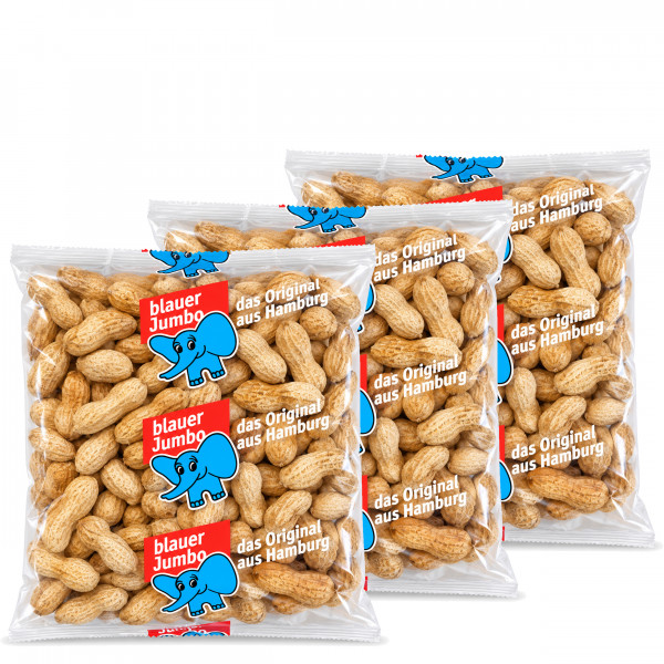 Original Jumbo Speise-Erdnüsse 3 x 300 g (= 900 g) frische Röstung 2026