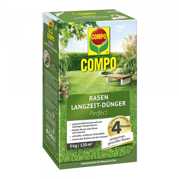 COMPO Rasen Langzeit-Dünger Perfect 3 kg für bis zu 120 m²