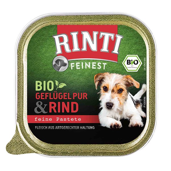 Rinti Feinest Bio (DE-ÖKO-003) Geflügel pur mit Rind 150 g Schale