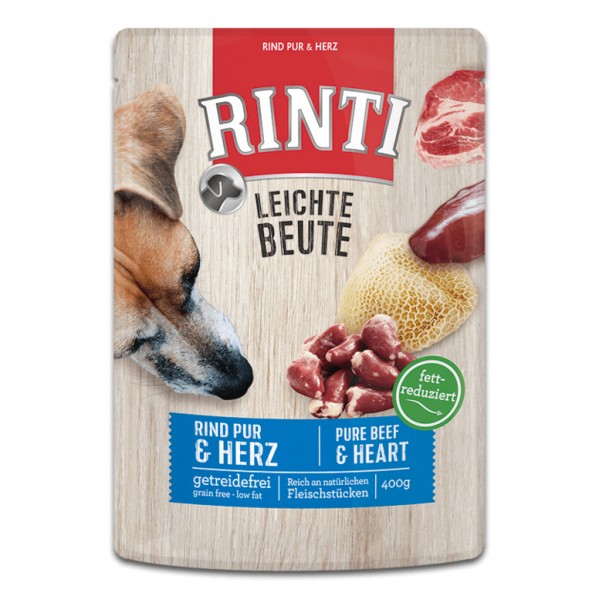 Rinti Leichte Beute Rind pur + Geflügelherzen 400 g Frischebeutel