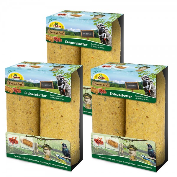Erdnussbutter-Riegel JR Farm 3 x 2er Pack (2x350g) mit Regenwürmern & Mehlwürmern