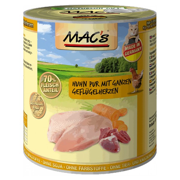 MAC’s Cat Huhn PUR mit ganzen Geflügelherzen 800 g Dose