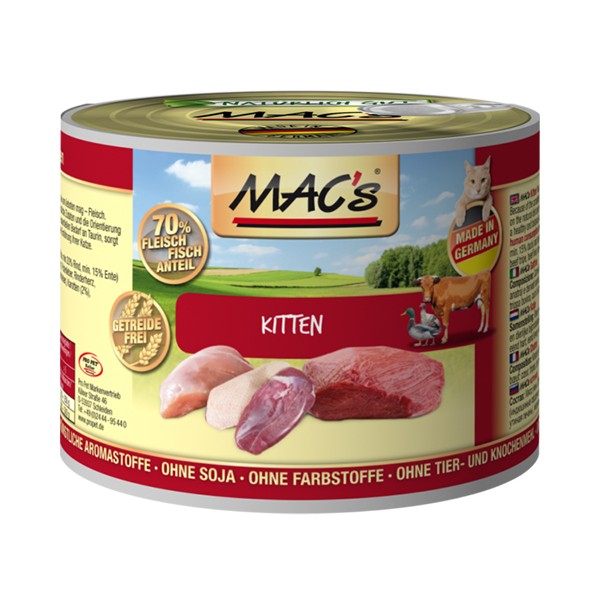 MAC’s Cat Kitten Pute, Rind & Ente 200 g Dose