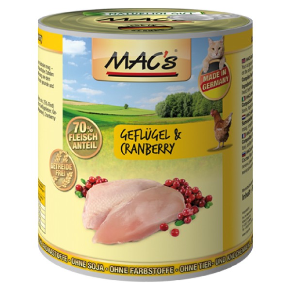 MAC’s Cat Geflügel & Cranberry getreidefrei 800 g Dose