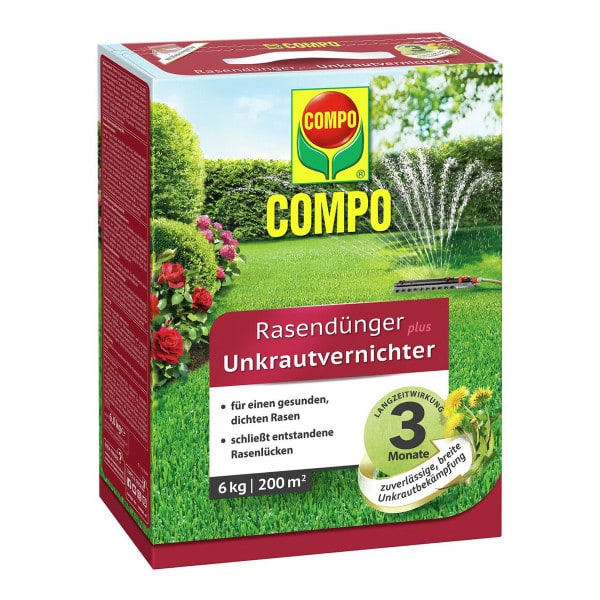 COMPO Rasendünger plus Unkrautvernichter 6 kg / 200 m²