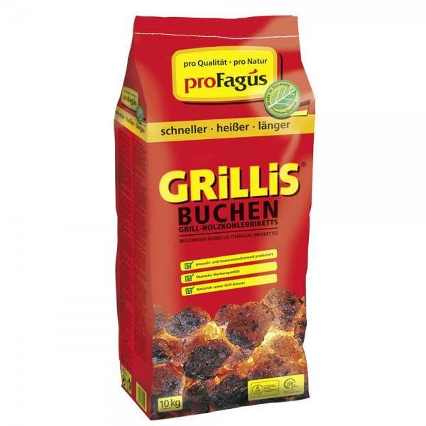 proFagus Buchen Grill-Holzkohlebriketts 'GRiLLiS' 10 kg