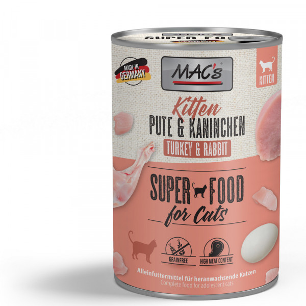 MAC's Cat Kitten Pute & Kaninchen getreidefrei 400 g Dose