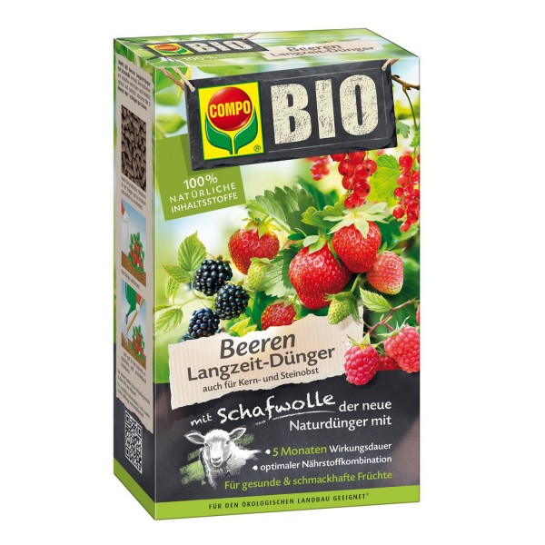 COMPO BIO Beeren Langzeit-Dünger mit Schafwolle 750 g Schachtel