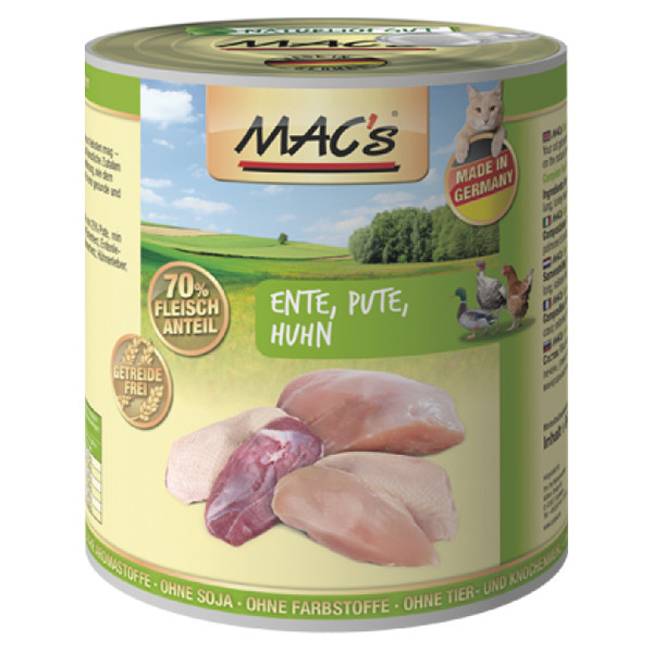 MAC's Cat Ente, Pute & Huhn getreidefrei 800 g Dose