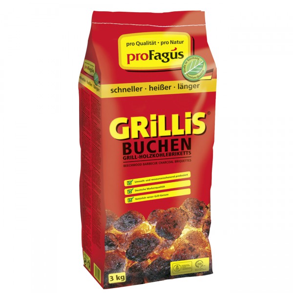 proFagus Buchen Grill-Holzkohlebriketts 'GRiLLiS' 3 kg