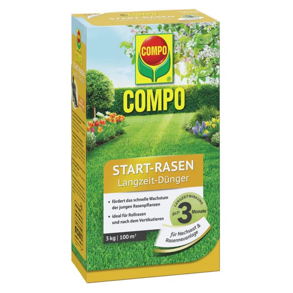 COMPO Start-Rasen Langzeit-Dünger 3 kg / 100 m² Schachtel