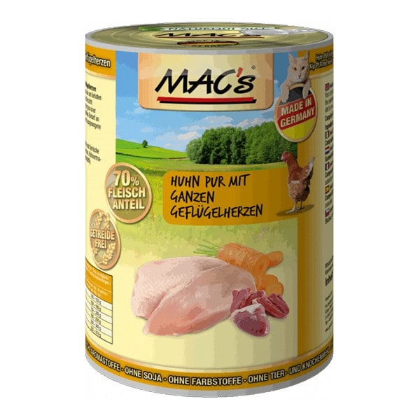 MAC’s Cat Huhn PUR mit ganzen Geflügelherzen 400 g Dose