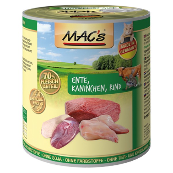 MAC’s Cat Ente, Kaninchen & Rind 800 g Dose