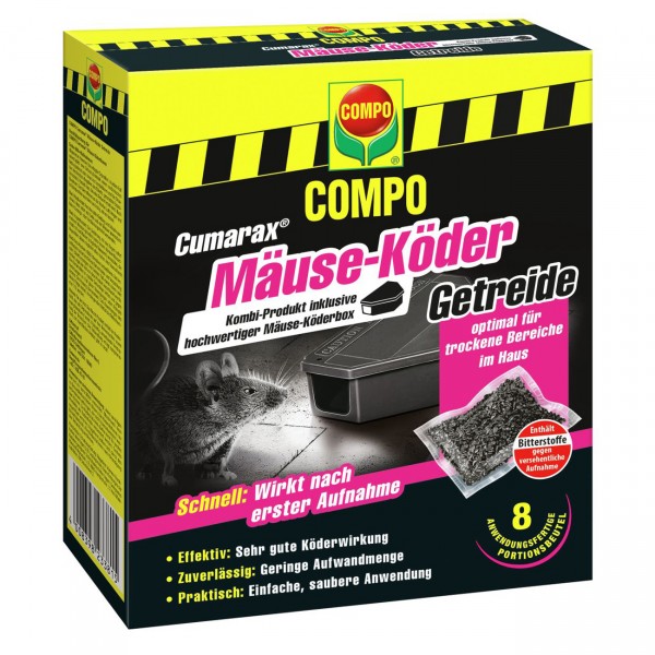 COMPO Cumarax Mäuse-Köder Getreide 80 g + Köderbox