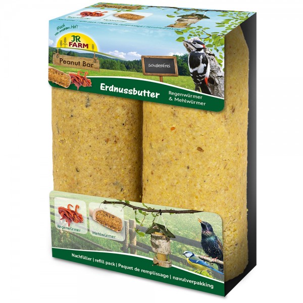 Erdnussbutter-Riegel JR Farm 2er Pack (2x350g) mit Regenwürmern & Mehlwürmern