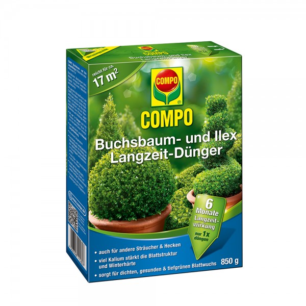 COMPO Buchsbaum- und Ilex Langzeit-Dünger 850 g für 17 m²