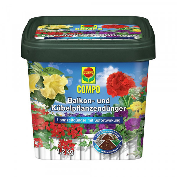 COMPO Balkon- und Kübelpflanzen Dünger 1,2 kg mit Sofort- und Langzeitwirkung