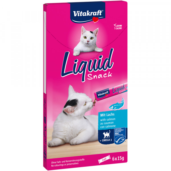 Vitakraft Cat Liquid-Snack mit Lachs und Omega-3 6 x 15 g
