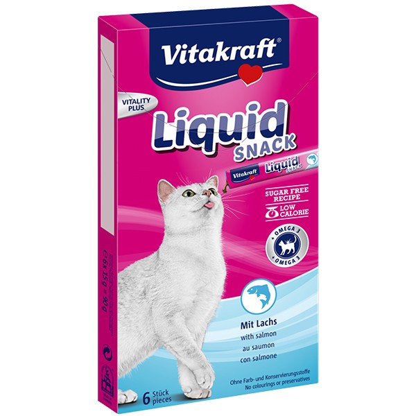Vitakraft Cat Liquid-Snack mit Lachs + Omega 3 6 x 15 g