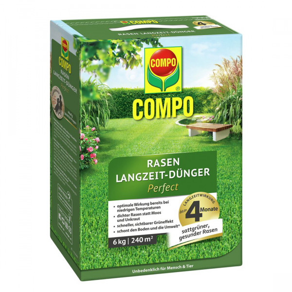 COMPO Rasen Langzeit-Dünger Perfect 6 kg für bis zu 240 m²