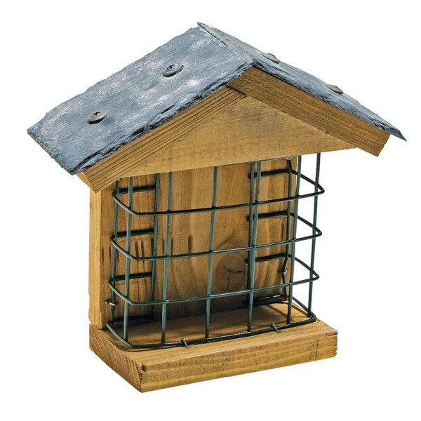 Wildvogel-Futterhaus Wand-Energieblockhalter "Ohio" mit Schieferdach 350791015