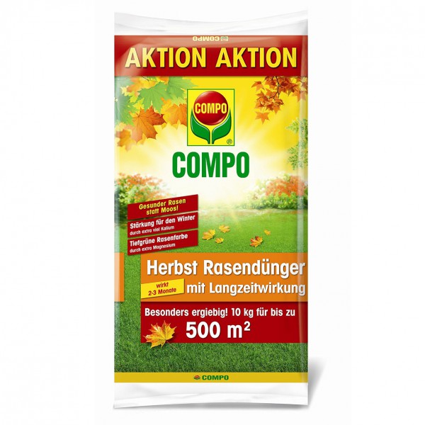 COMPO Herbst Rasendünger mit Langzeitwirkung 10 kg für bis zu 500 m²