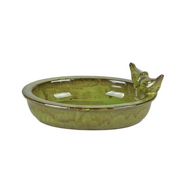 FB404 Esschert Design Vogeltränke Keramik oval sortiert Farbe: Grün